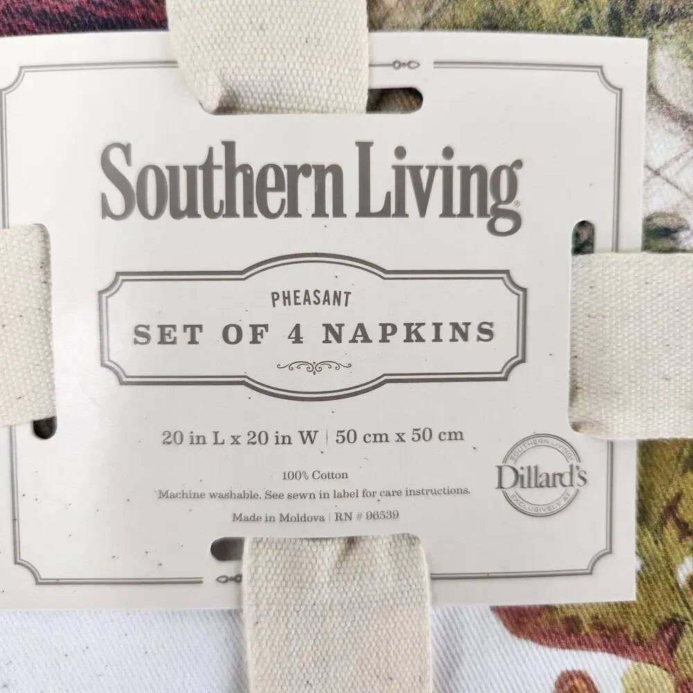 Southern Living Pheasant Set of Napkins 20X20 in. 100% Cotton 3 sets of 4 (12)
